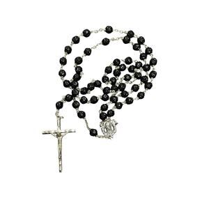 Black and Silver Tone Rosary - PreLoved and Stylish